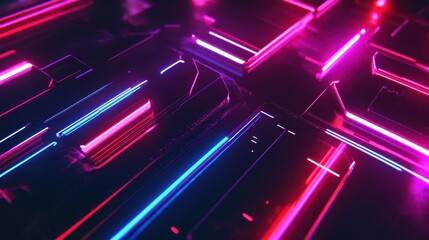 Explore vibrant neon colors and high-tech text highlighting exclusive discounts and deals