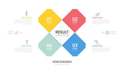 Infographic geometric Venn diagram chart template for business start up presentation with venn diagram elements vector illustration.