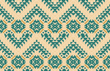 Fototapeta premium Sari Border Abstract Geometric Pattern Designfolk Embroidery, Aztec Geometric Ornament Print. Design for Carpet, Wallpaper, Clothing, Wrapping, Fabric