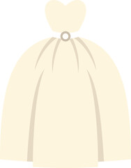 Long white wedding dress with a line silhouette and heart shaped top waiting for the bride on her wedding day