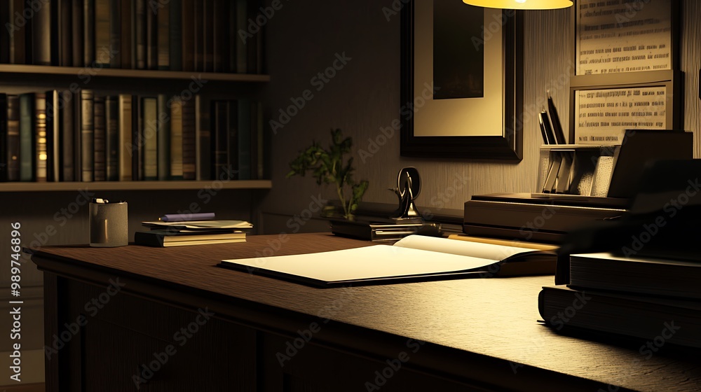 Aufkleber a bare desk with an empty notepad on it, plain