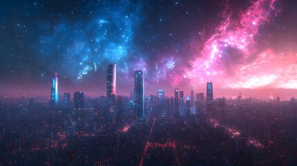 Pictures showcase the dynamic vibe of city streets with neon towers