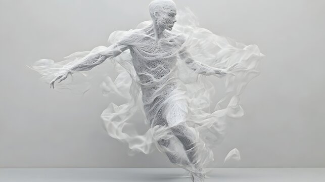 34. A digital sculpture of a human figure in motion