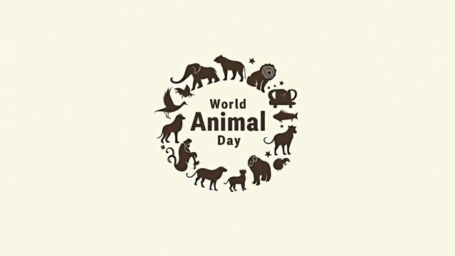World Animal Day Logo: Circular Design with Diverse Animal Silhouettes