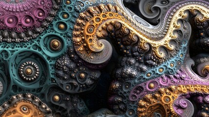 31. A kaleidoscopic pattern of fractals and shapes