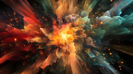 24. An abstract explosion of colors and shapes resembling fireworks