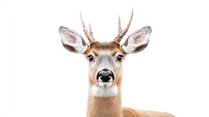 Fototapeta premium Portrait of a Curious Deer with Antlers