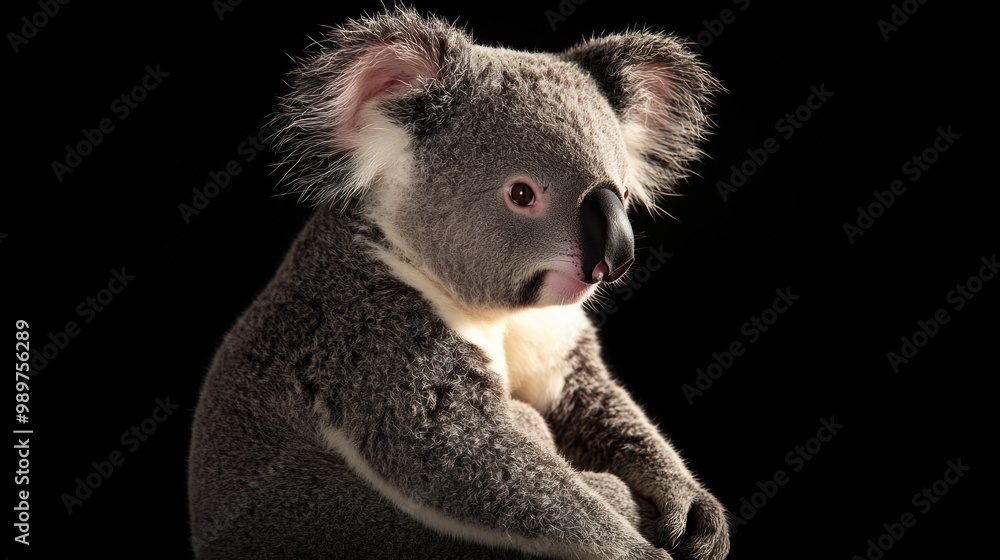 Poster adorable koala against a black background