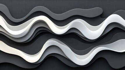 Fototapeta premium Abstract wavy shapes in monochromatic tones create a modern design element.