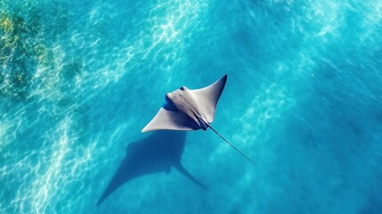 Graceful Stingray Swimming in Crystal Clear Water