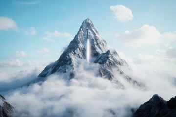 Sword in the mountain peak