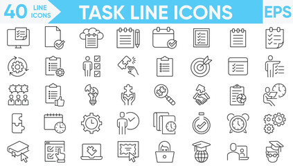 Task Line icons.Vector and  illustration set