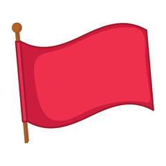 Red flag waving on a pole in simple design, Vector