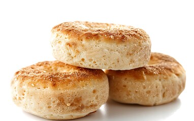 Fototapeta premium Pile English muffin wheat isolated on white background.