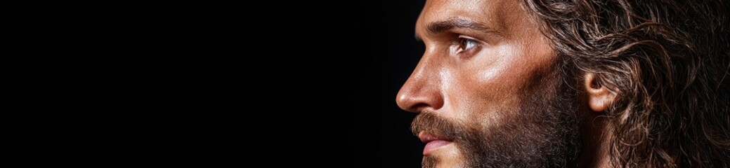 Fototapeta premium Intense male portrait with dark background