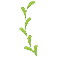 Curved green vine illustration in minimalist style, Vector