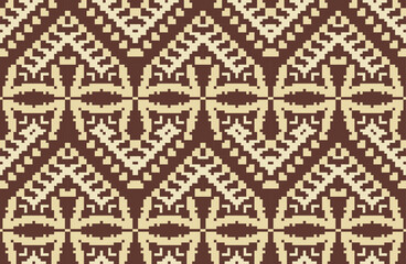 Cross Stitch Pattern Islamic Flower Patternfolk Embroidery, Aztec Geometric Ornament Print. Design for Carpet, Wallpaper, Clothing, Wrapping, Fabric