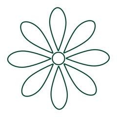Green outlined flower in a minimalist graphic design, Vector