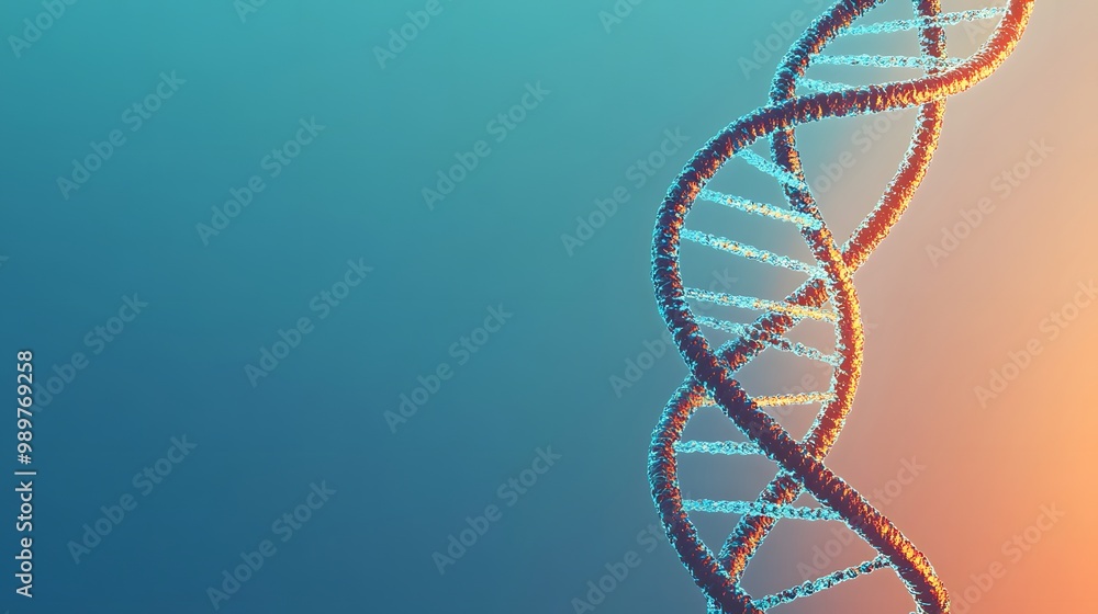 Poster abstract dna structure with teal and orange gradient background