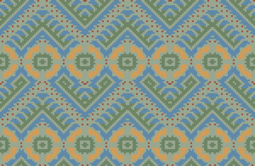 Fabric Design Ikat Dress Patternfolk Embroidery, Aztec Geometric Ornament Print. Design for Carpet, Wallpaper, Clothing, Wrapping, Fabric