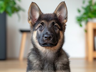 close-up portrait of a german shepherd puppy