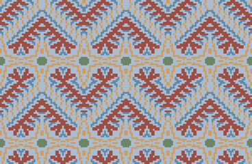 Embroidery Geometric Pattern Designfolk Embroidery, Aztec Geometric Ornament Print. Design for Carpet, Wallpaper, Clothing, Wrapping, Fabric