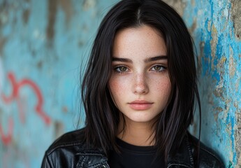 Fototapeta premium Thoughtful young woman with dark hair