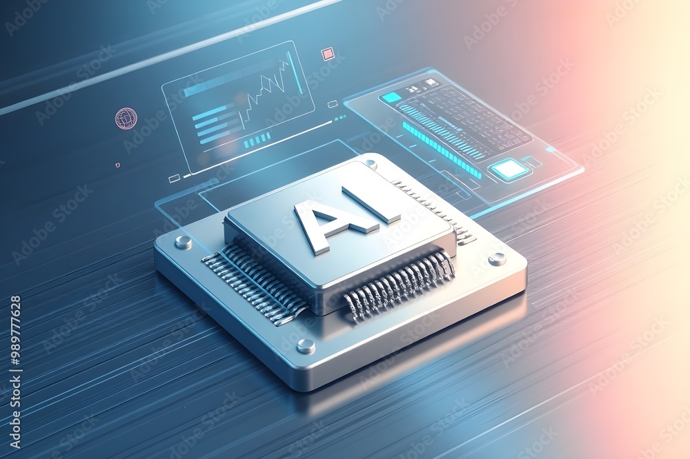 Poster illustrating the intricate connections of artificial intelligence within modern electronics.