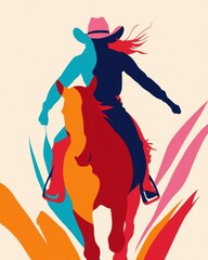 Silhouette of a cowboy riding a horse