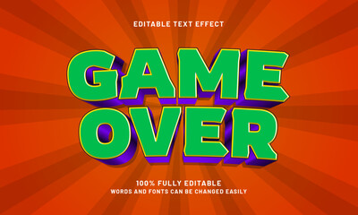 game over editable text effects with a game and happy theme