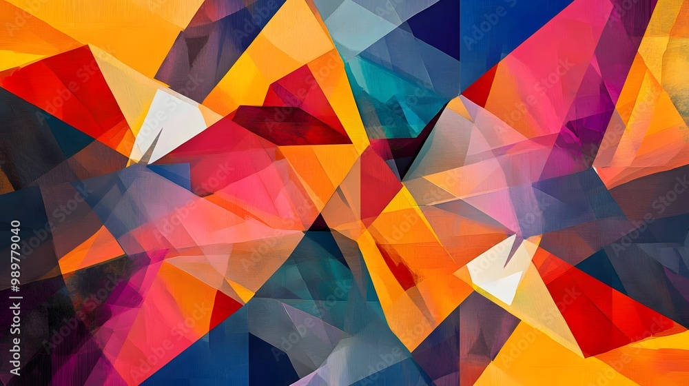 Poster 3. an abstract geometric pattern with vibrant colors and sharp angles