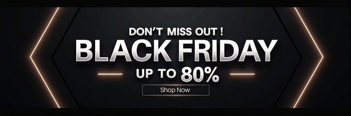 Obraz premium Capture attention with this striking Black Friday banner, promoting incredible discounts up to 80%. Perfect for sales, marketing, and advertising campaigns.