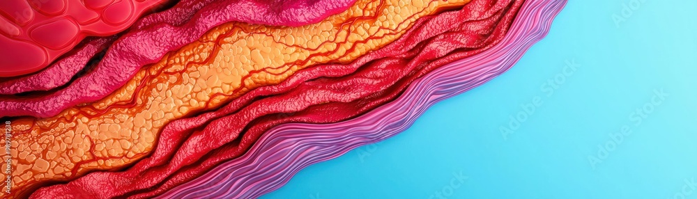 Poster abstract layers of vibrant colors blend harmoniously, creating a stunning visual effect on a soft bl