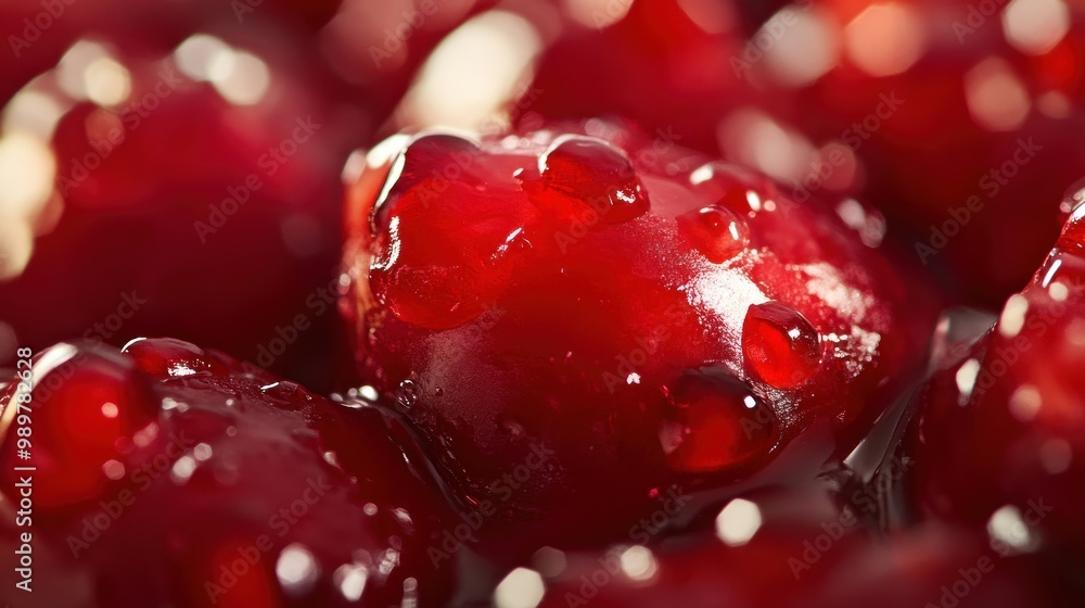 Poster Close-up of Shiny Red Pomegranate Seeds