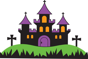 Spooky haunted castle of Halloween illustration