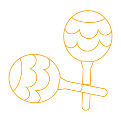 Outline of maracas with decorative patterns in yellow, Vector