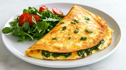 Fresh Spinach Omelette with Cherry Tomatoes and Greens