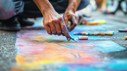 Street Artist Creating Colorful Masterpiece