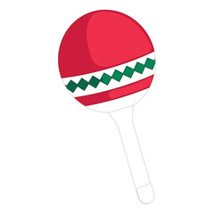 Red and green maraca with Mexican festive design, Vector