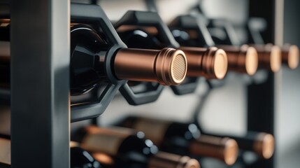 Naklejka premium Wine Bottles in a Modern Rack