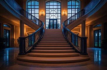 Obraz premium Elegant Grand Staircase in a Luxurious Mansion