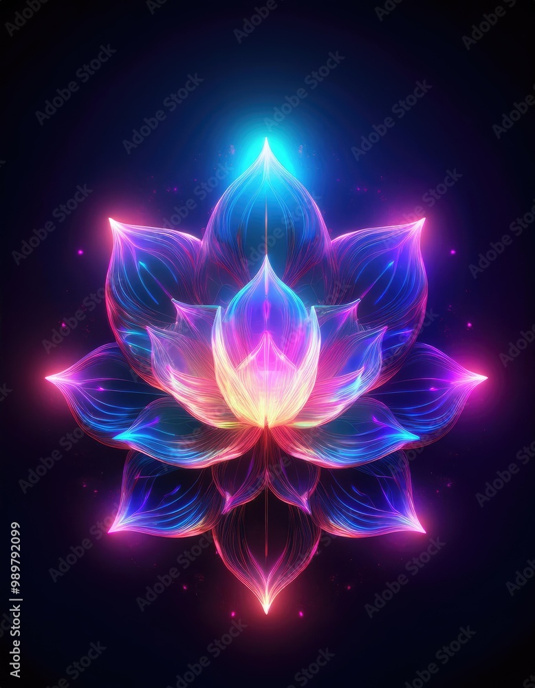 Poster glowing lotus flower