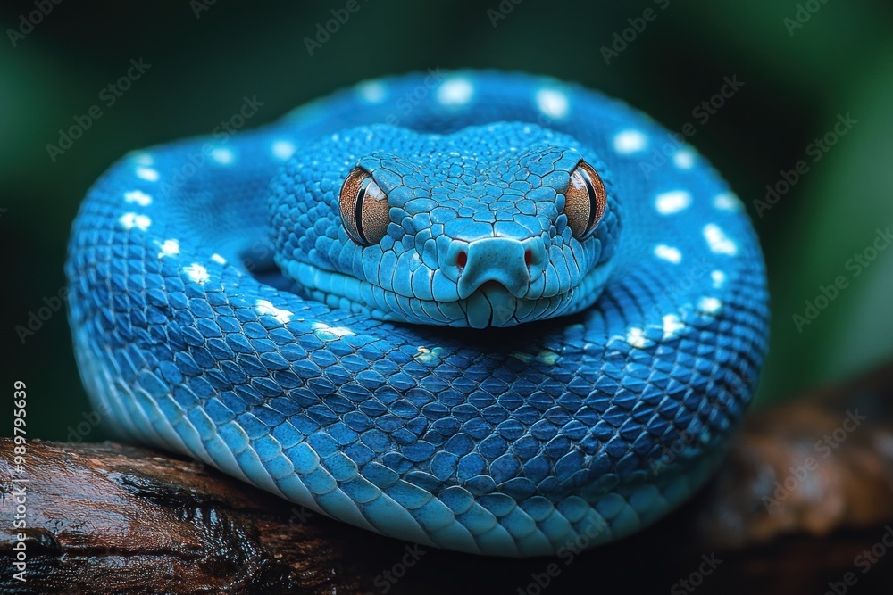 Poster blue tree python closeup