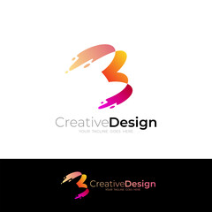 Simple B logo with water swoosh design illustration, red color