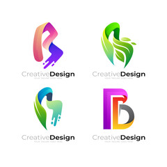 various types of icons in the shape of the letter B, B and leaf, swoosh