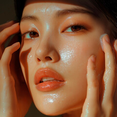 Girl with a beautiful and hydrated face