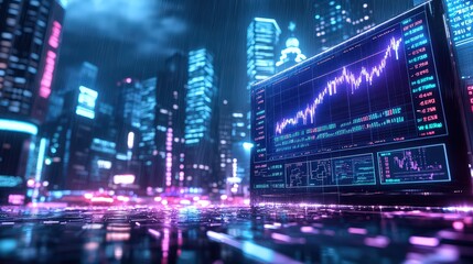 Thunderstorm Over Stock Exchange Building at Night