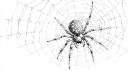 Obraz premium Detailed spider illustration on a white isolated background.