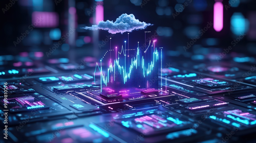 Poster abstract thunderstorm and data visualization concept