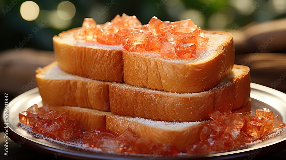 Sticker Eating Toast Hawai with ketchup  